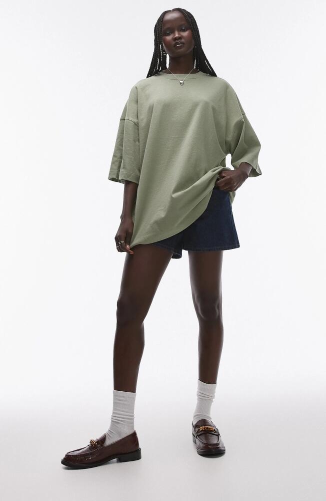 Topshop Oversize Cotton T-Shirt in Khaki Cover