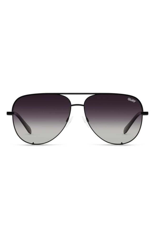 Quay Australia High Key 55mm Polarized Aviator Sunglasses in Black /Fade Polarized Cover