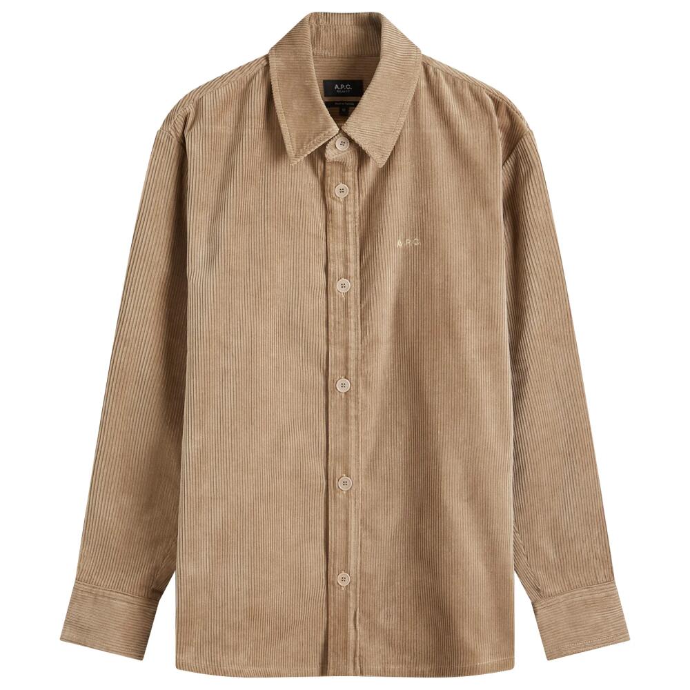 A.P.C. Men's Bobby Corduroy Overshirt in Beige Cover