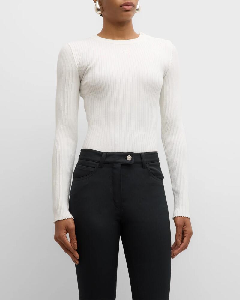 Courreges Shoulder Snaps Long-Sleeve Rib Sweater Cover