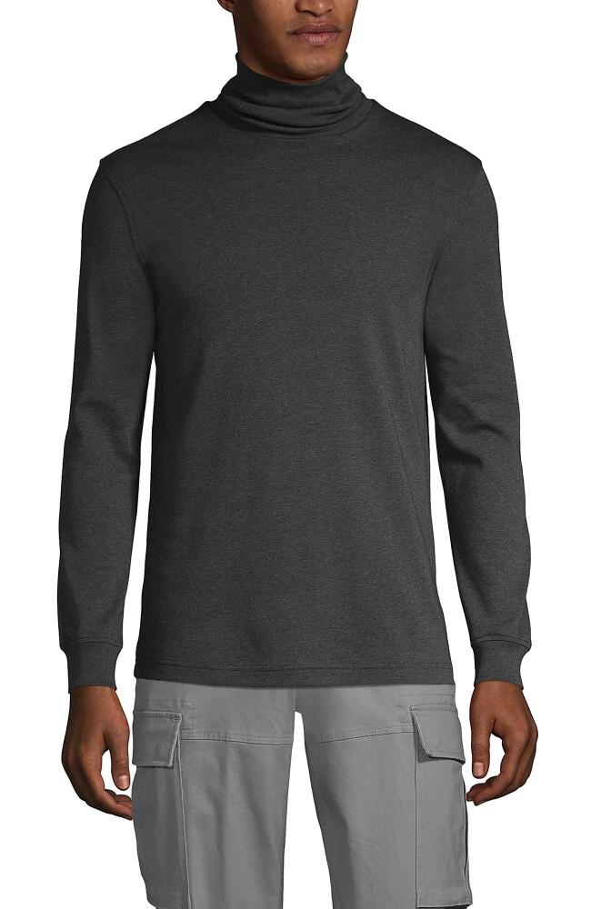 Lands' End Cotton Supima Turtleneck in Dark Charcoal Heather Cover