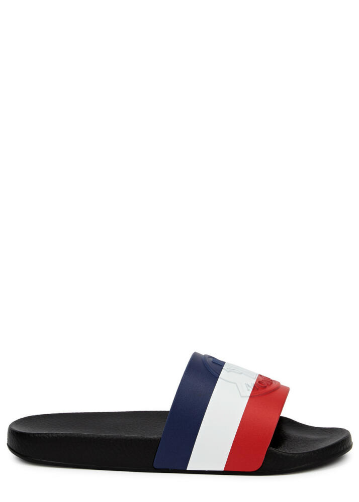 Moncler Basile Striped Rubber Sliders - Black Cover