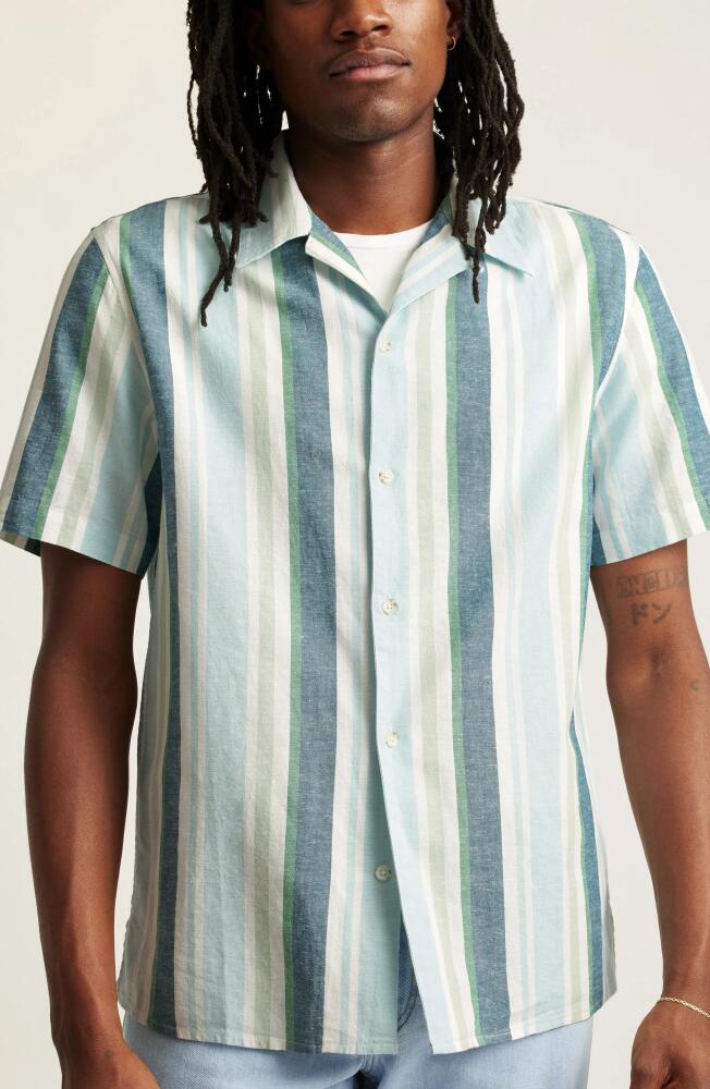 Bonobos Resort Riveria Stripe Cotton & Hemp Camp Shirt in Tortuga Stripe Cover