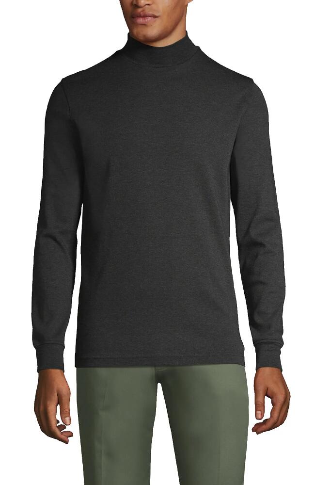 Lands' End Cotton Supima Mock Turtleneck in Dark Charcoal Heather Cover