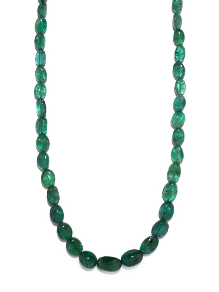 Azlee 18k yellow gold emerald beaded necklace - Green Cover