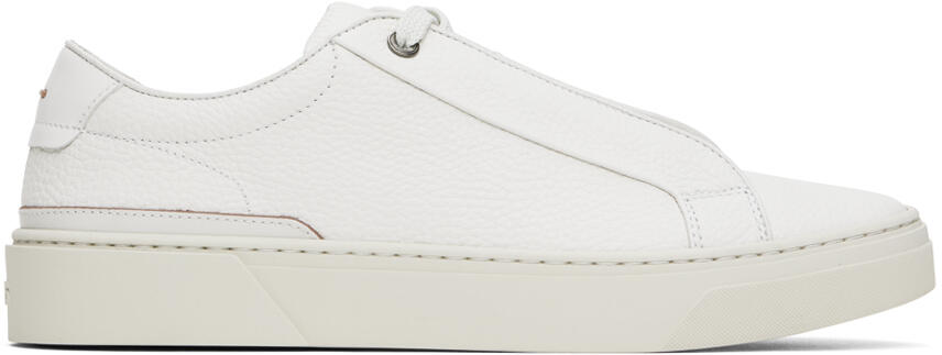 BOSS White Grained Leather Sneakers Cover