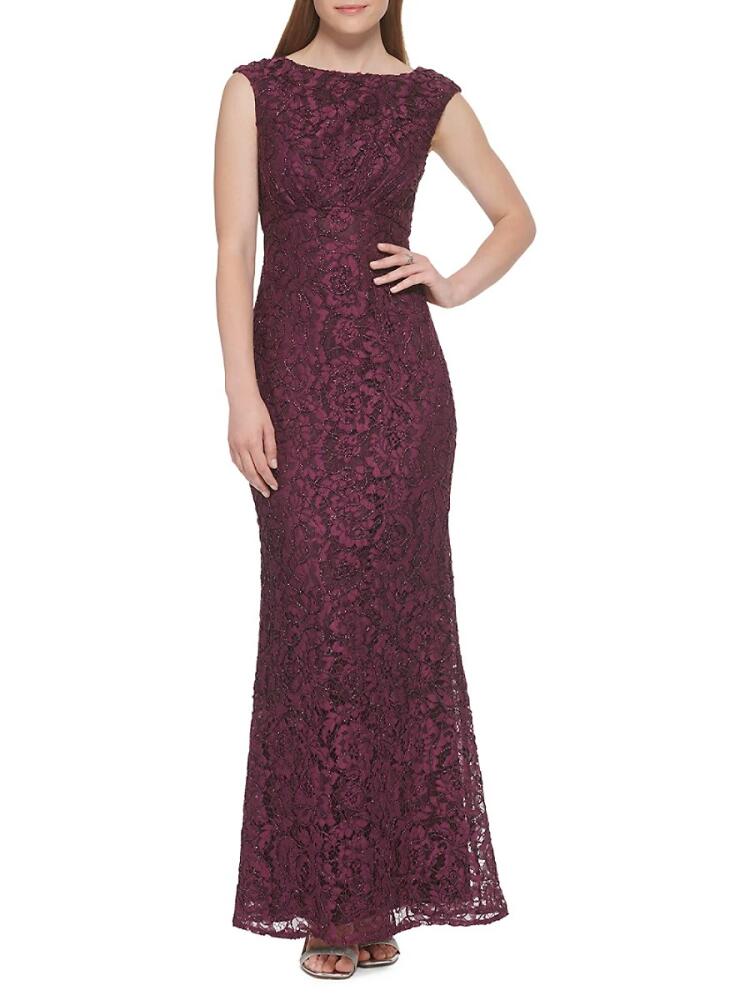 Vince Camuto Women's Lace Cap Sleeve Gown - Plum Cover