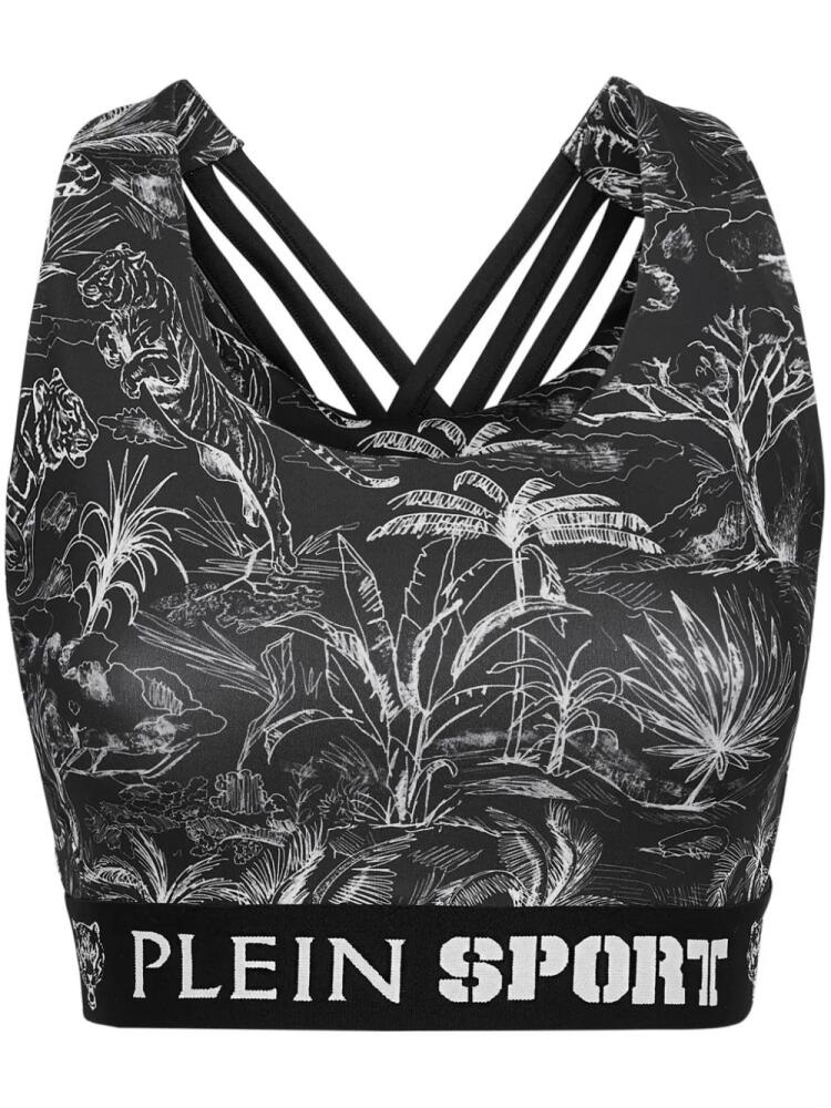 Plein Sport graphic-print cotton performance tank top - Black Cover