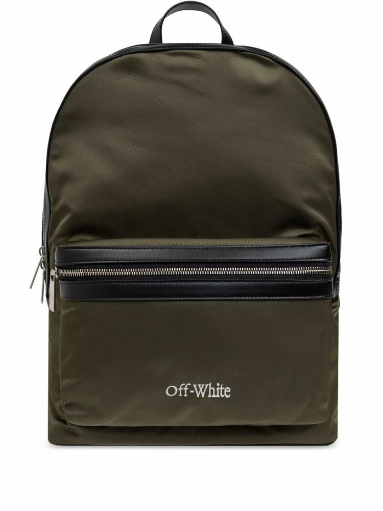 Off-White logo-embroidered backpack - Green Cover