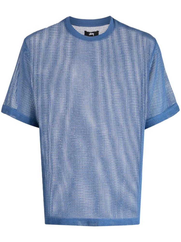 Stüssy perforated cotton T-shirt - Blue Cover