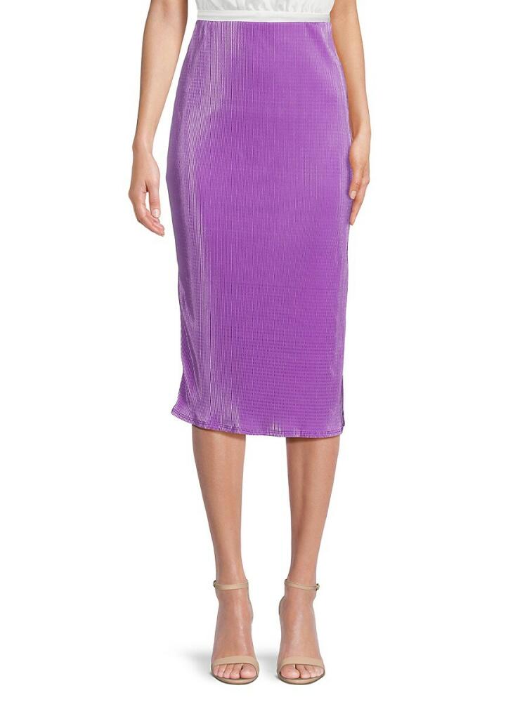 Renee C. Women's Pleated Midi Skirt - Neon Lavender Cover