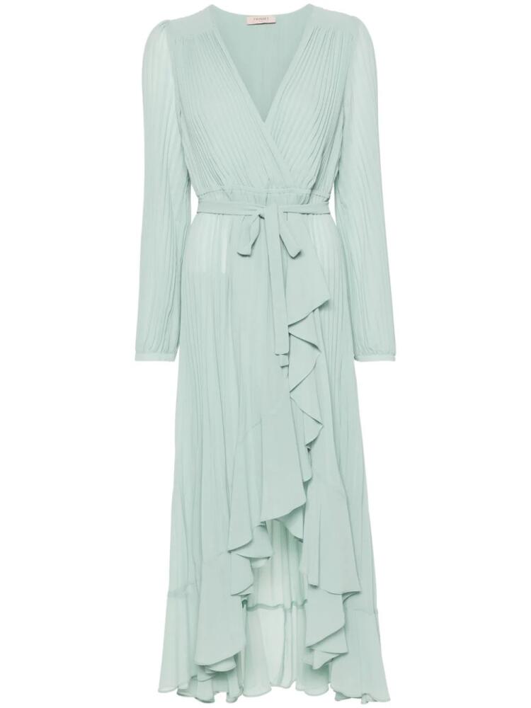 TWINSET ruffled-trim plissé maxi dress - Green Cover