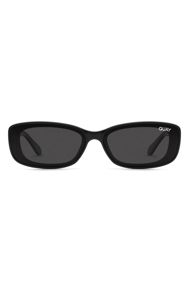 Quay Australia Vibe Check 35mm Polarized Small Square Sunglasses in Black/Black Polarized Cover