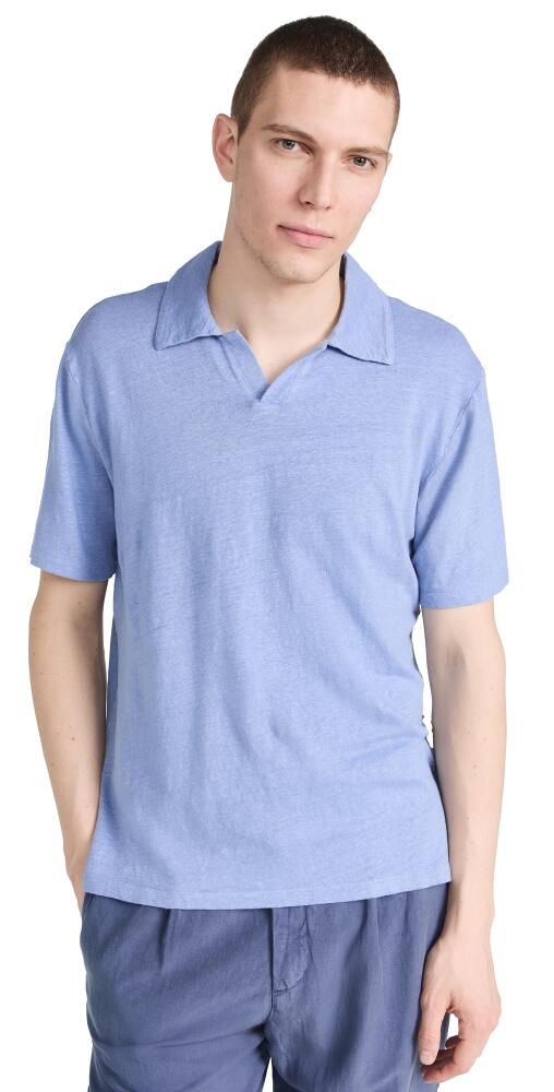 Officine Generale Simon Piece Dyed French Linen Polo Moody Blue Cover