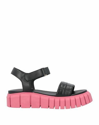 Pollini Woman Sandals Black Leather Cover