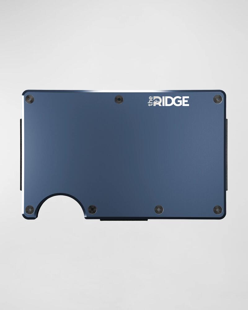 The Ridge Men's RFID Cash Strap Metal Wallet, Navy Aluminum Cover