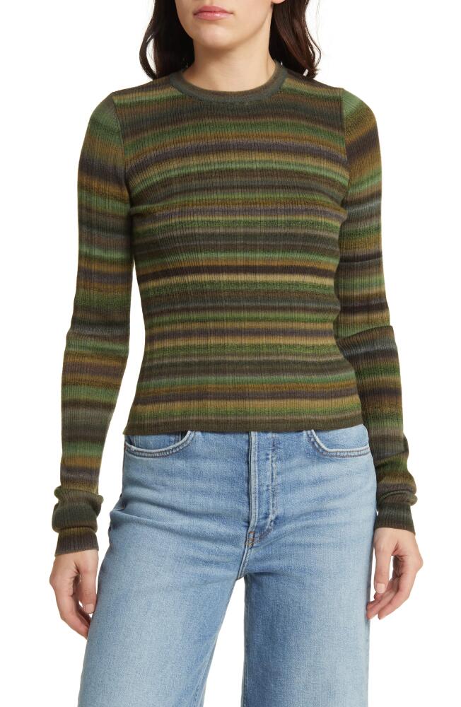 Re/Done Space Dye Stripe Rib Wool Sweater in Green Space Dye Cover