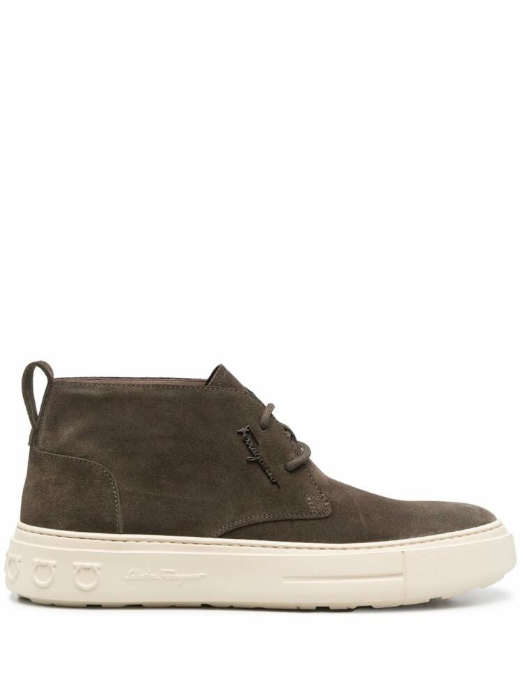 Ferragamo lace-up suede sneaker boots - Green Cover