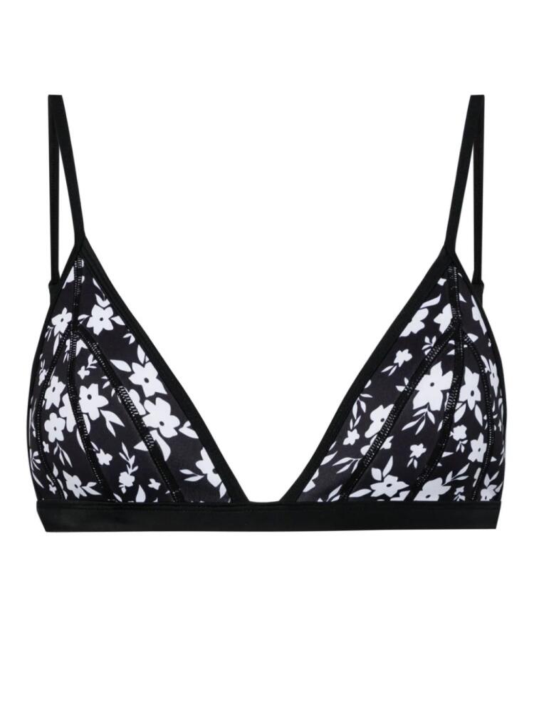 Duskii triangle-cup floral-print bikini top - Black Cover