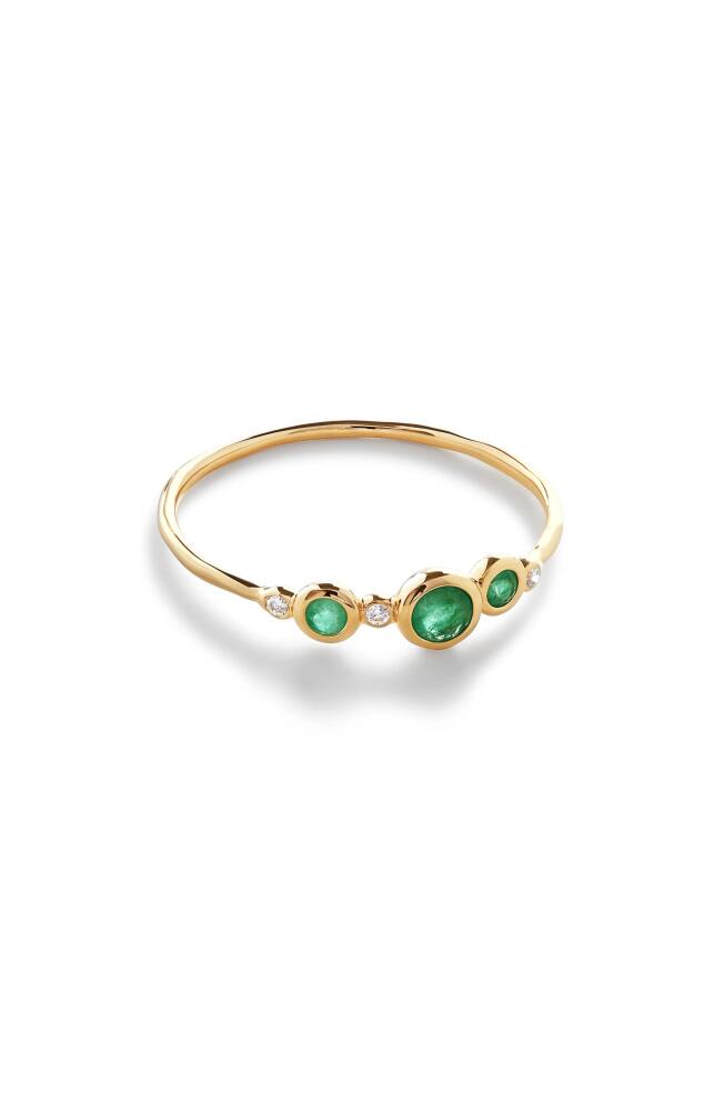 Monica Vinader Siren Emerald & Diamond Stacking Ring in 14K Solid Gold /Emerald Cover