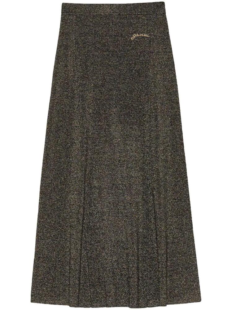 GANNI logo-embroidered maxi skirt - Grey Cover