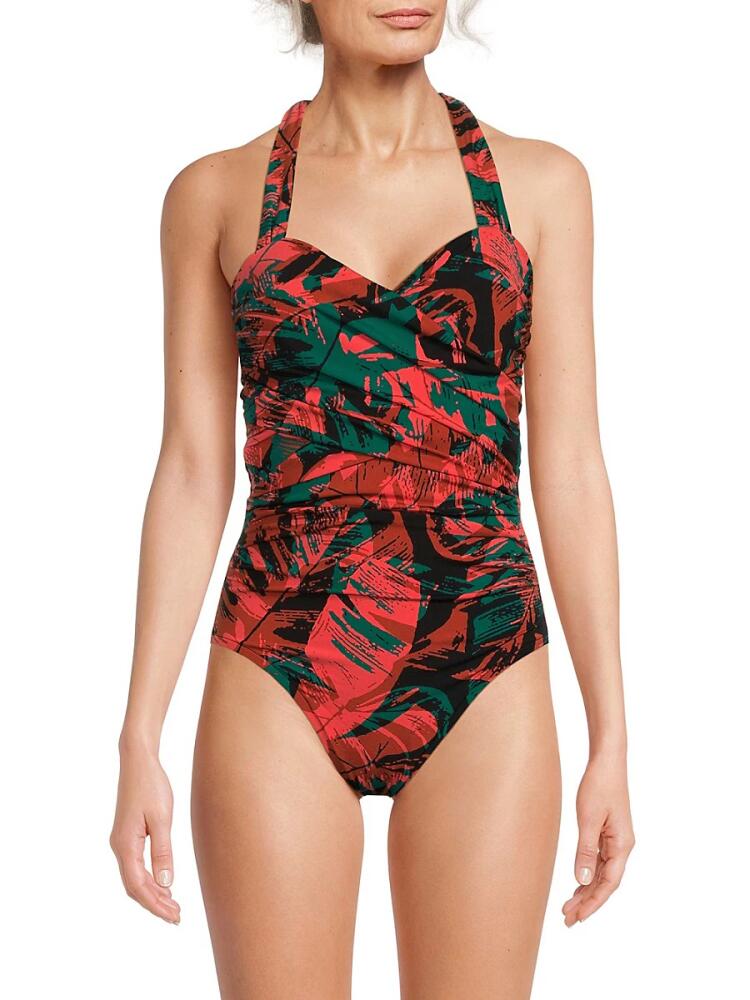 Magicsuit Women's Livin Lush Print Ruched One Piece Swimsuit - Black Multi Cover