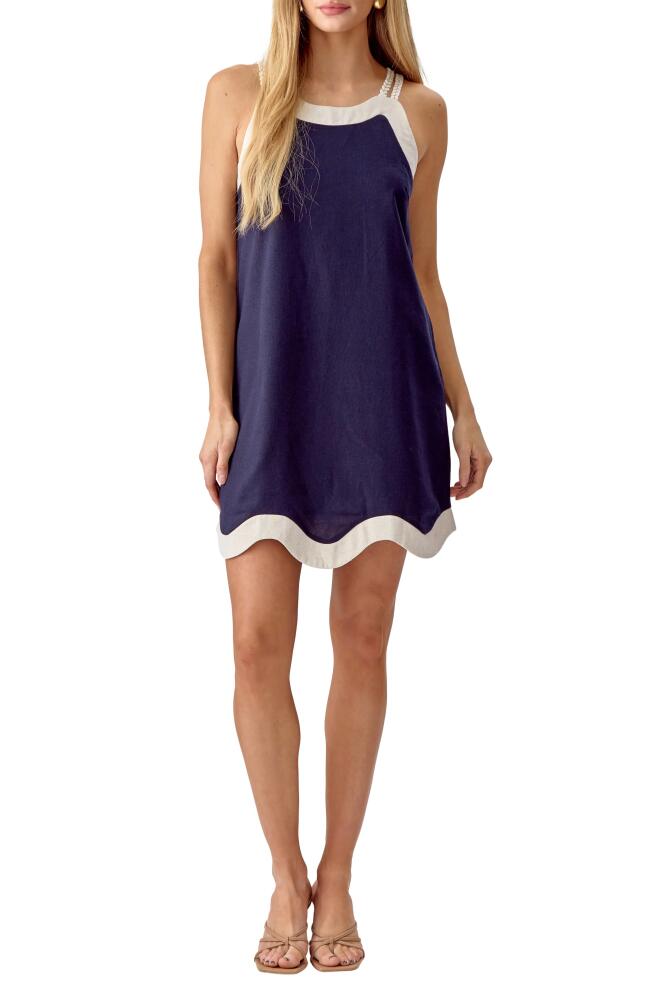 Adelyn Rae Sharon Wave Sleeveless Minidress in Navy/Cream Cover