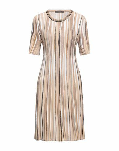 D. exterior Woman Midi dress Sand Viscose, Polyamide, Metallic Polyester Cover