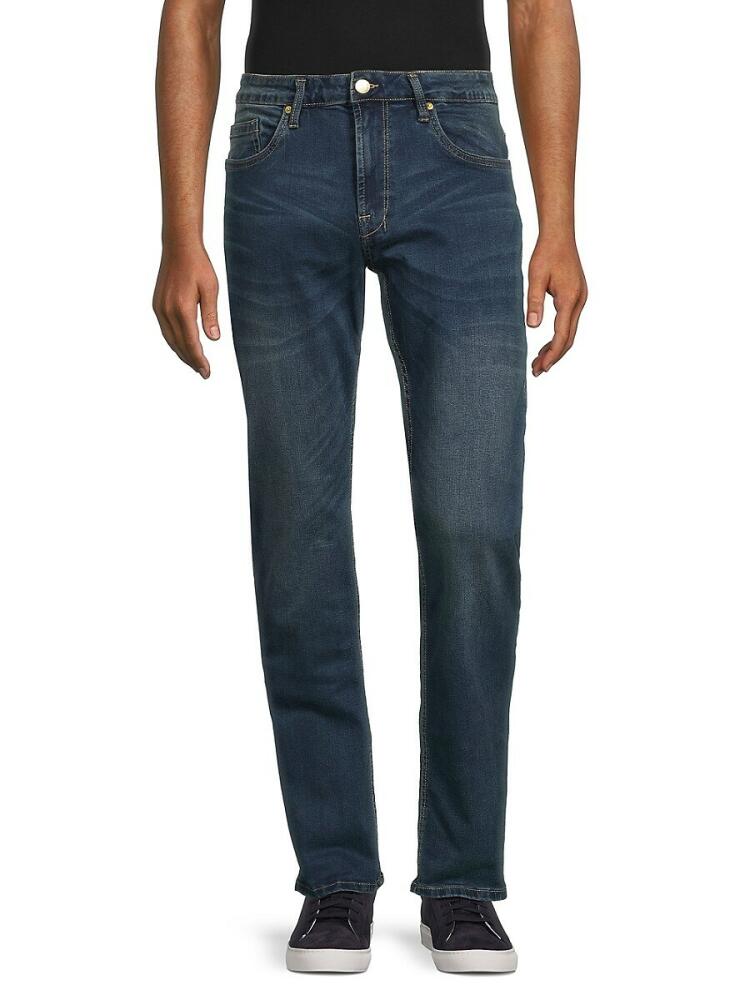 BUFFALO David Bitton Men's Whiskered Faded Jeans - Dark Medium Cover