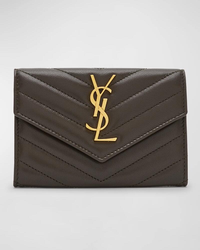 Saint Laurent YSL Monogram Small Flap Wallet in Smooth Leather Cover