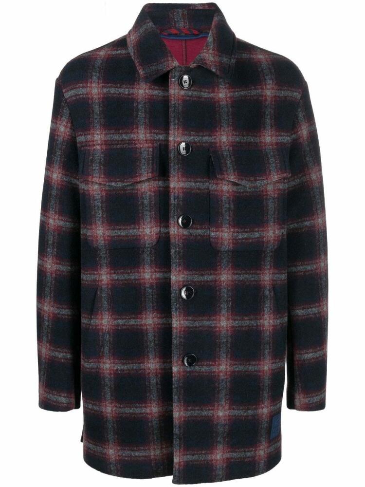 ETRO check-pattern single-breasted coat - Blue Cover