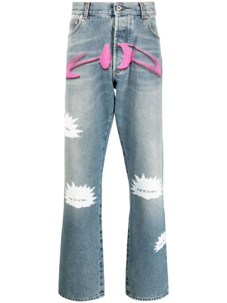 Heron Preston logo-print straight-leg jeans - Blue Cover