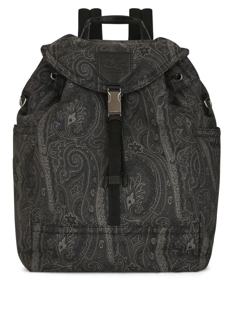 ETRO Pegaso-motif paisley-print backpack - Black Cover