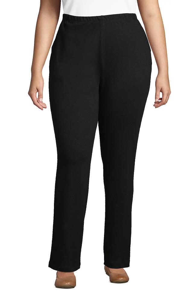 Lands' End Plus Size Sport Knit High Rise Pants in Black Cover