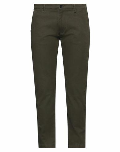 Officina 36 Man Pants Military green Cotton, Elastane Cover