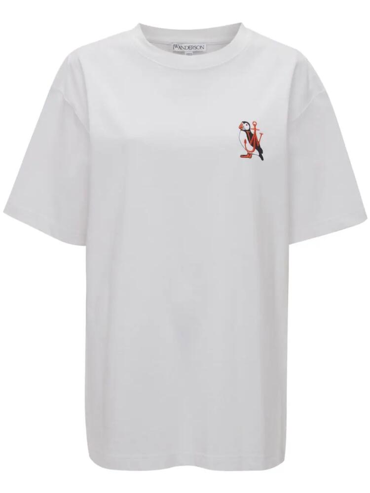 JW Anderson logo-embroidered organic cotton T-shirt - White Cover