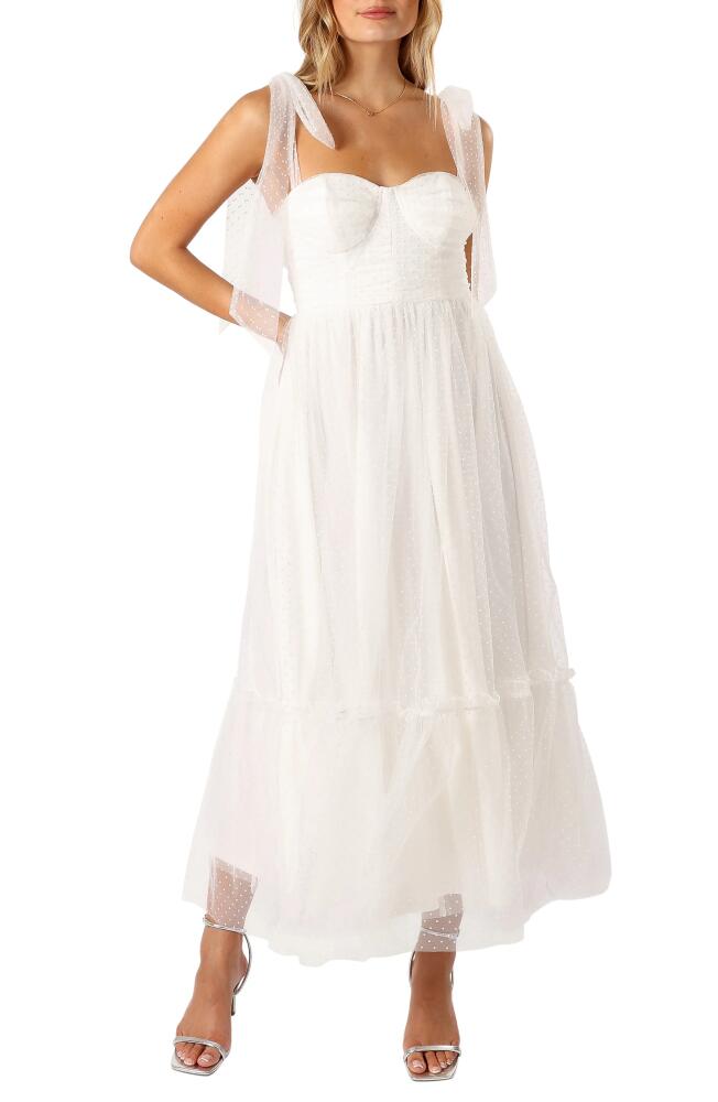 Petal & Pup Floret Bow Strap Sweetheart Neck Maxi Dress in Off White Cover