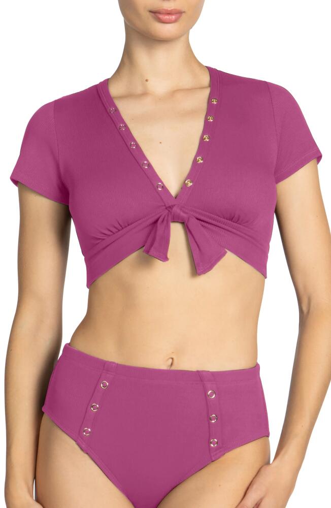 Robin Piccone Amy Crop Bikini Top in Lotus Cover