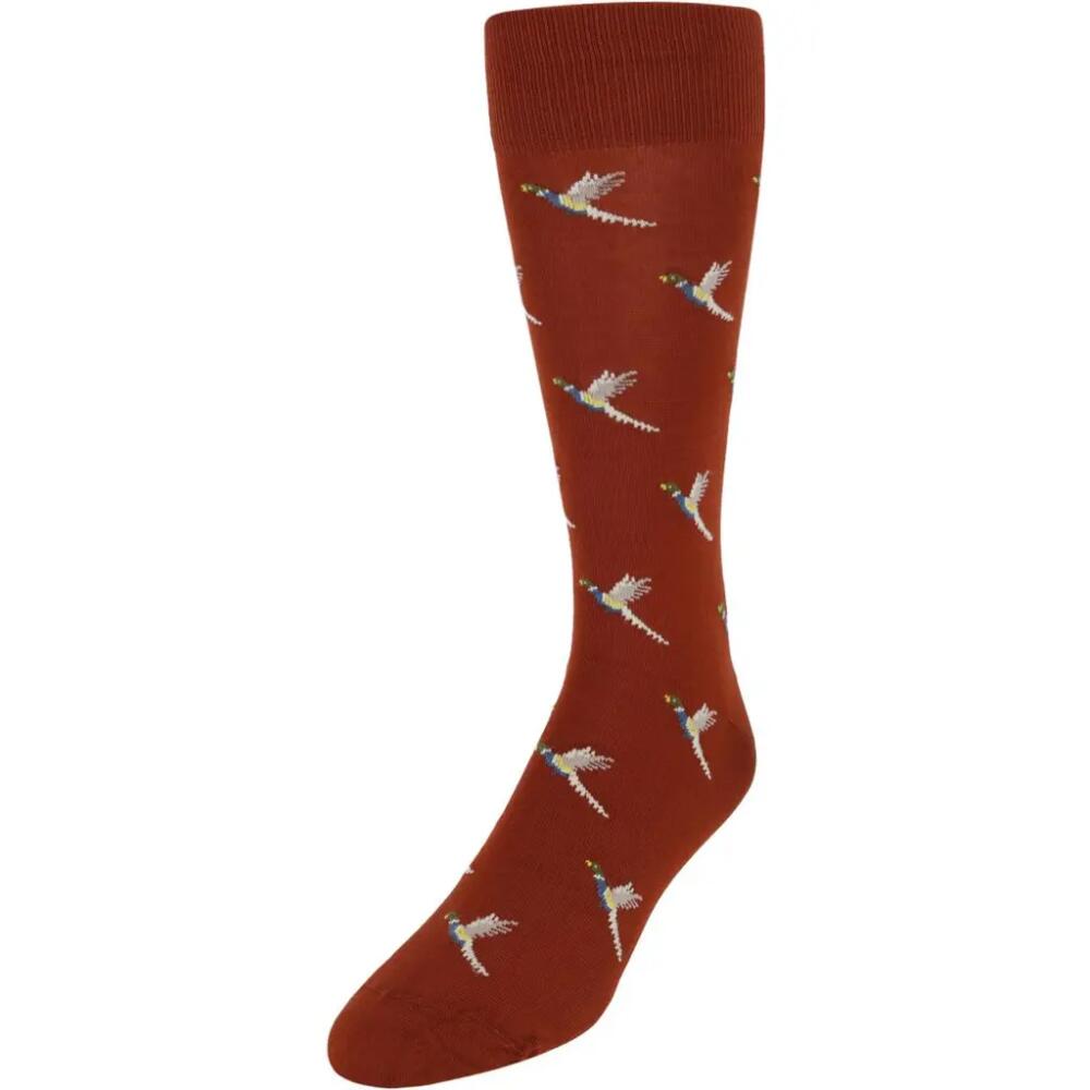 Trafalgar Birds of a Feather Mercerized Cotton Mid-Calf Socks in Whiskey Cover