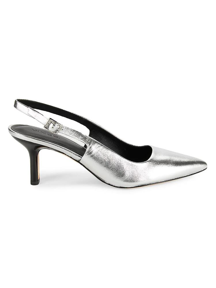 Vince Women's Pandora Metallic Leather Pumps - Silver Cover