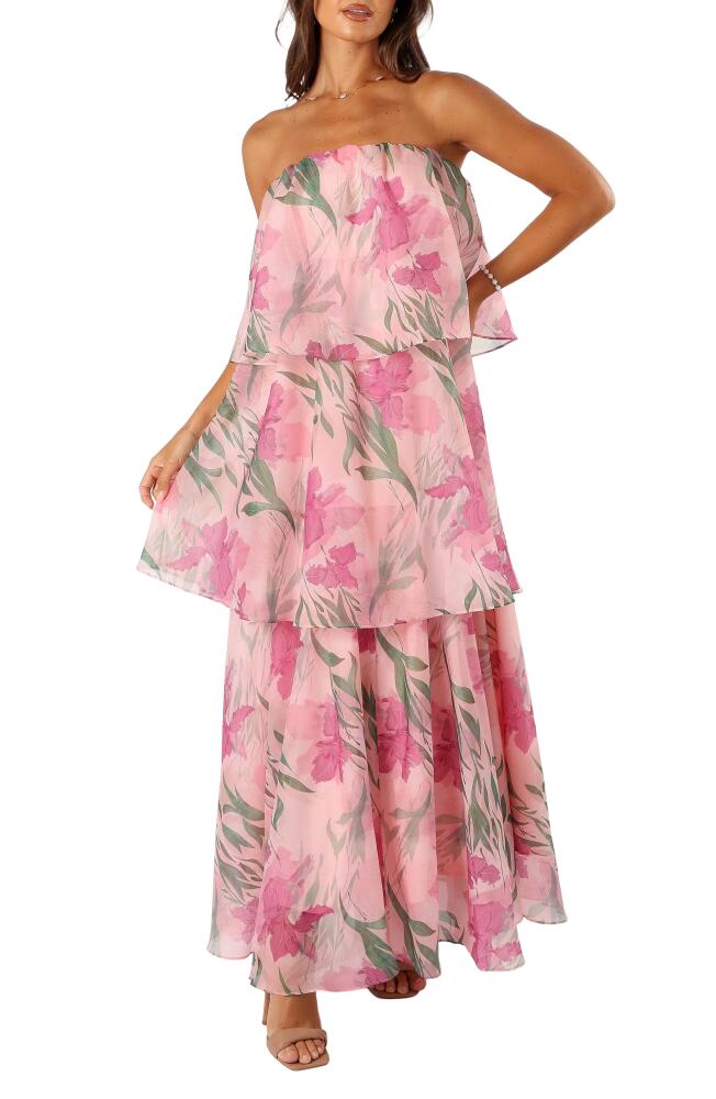 Petal & Pup Bloom Floral Strapless Maxi Dress in Pink Floral Cover