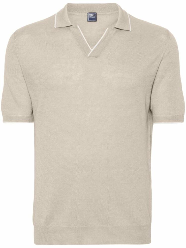 Fedeli contrast-border polo shirt - Neutrals Cover