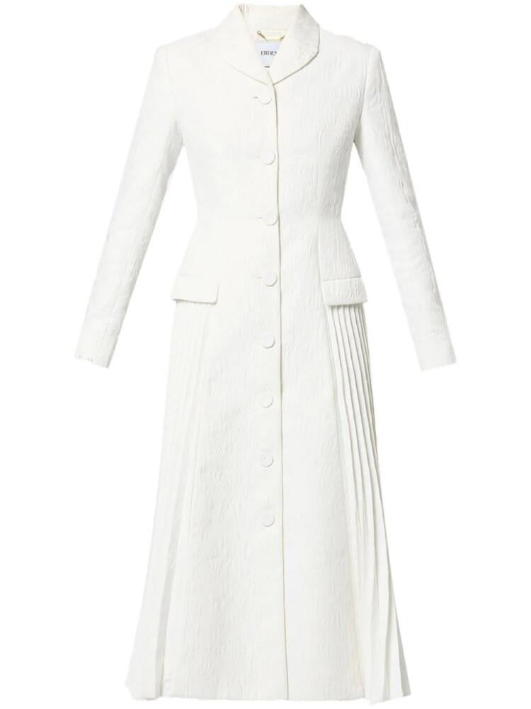 ERDEM Calla pleat-detail cloqué coat - Neutrals Cover