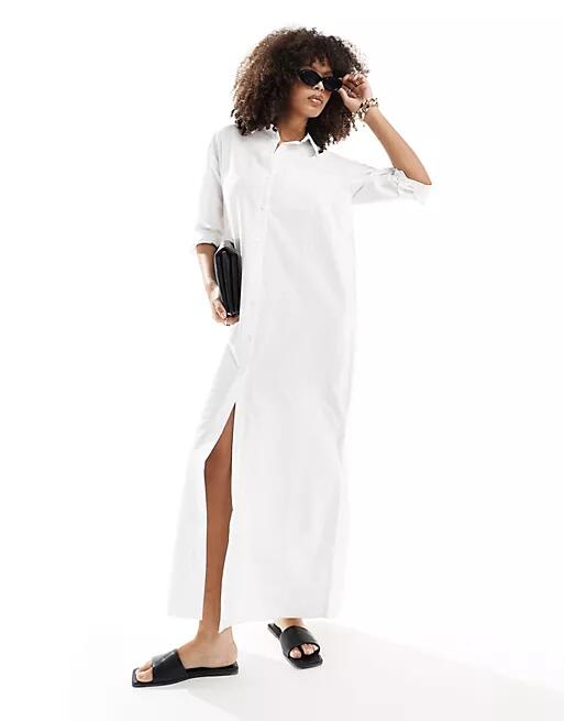 JDY maxi shirt dress in white Cover