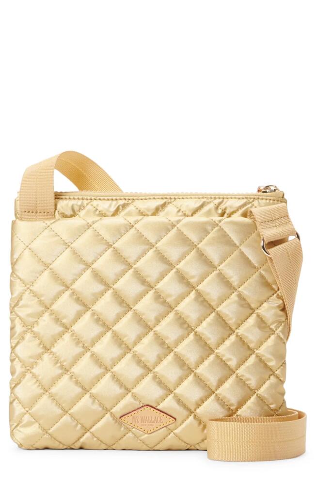 MZ Wallace Metro Flat Quilted Nylon Crossbody Bag in Light Gold Pearl Metallic Cover