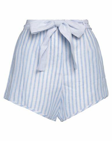 Ermanno Scervino Woman Shorts & Bermuda Shorts Sky blue Linen Cover