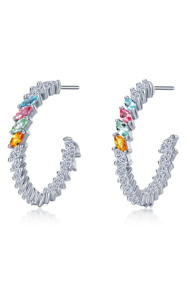 Lafonn Simulated Diamond & Created Sapphire Inside Out Hoop Earrings in Silver Multi Cover