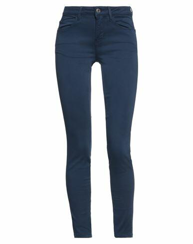 Guess Woman Pants Midnight blue Cotton, Elastomultiester, Elastane Cover