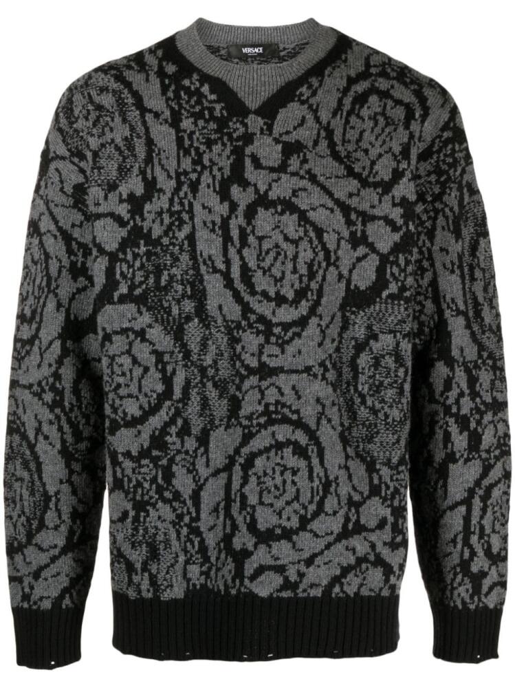 Versace Barocco-intarsia wool jumper - Grey Cover