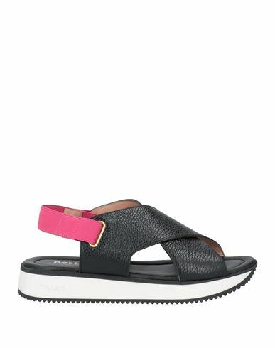 Pollini Woman Sandals Black Leather, Textile fibers Cover